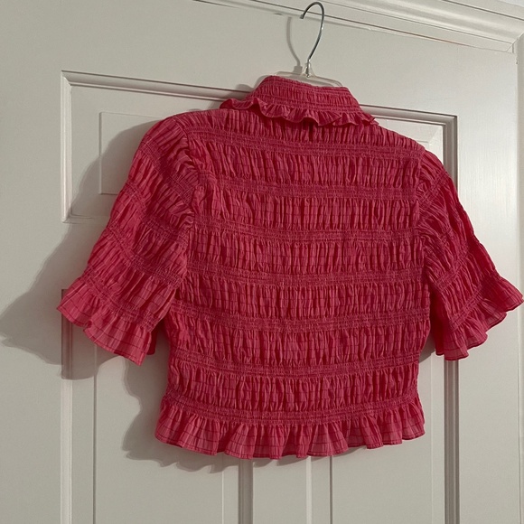 Sandro designer Smocked Cropped blouse, size 0/S - Picture 8 of 14